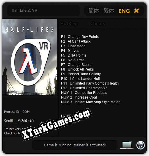 Half-Life 2: VR: Trainer’ı (V1.0.69)