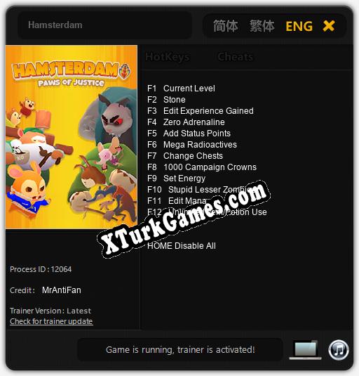 Hamsterdam: Cheats, Trainer +12 [MrAntiFan]