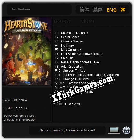 İçin Trainer’ı Çıktı Hearthstone [v1.0.4]
