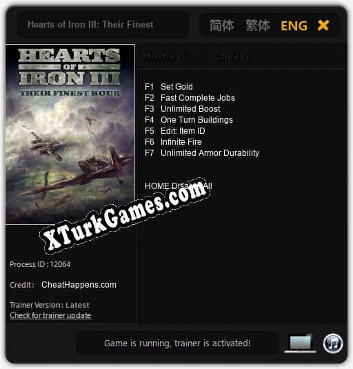Hearts of Iron III: Their Finest Hour: Cheats, Trainer +7 [CheatHappens.com]