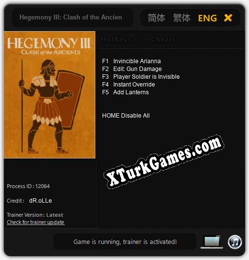 Hegemony III: Clash of the Ancients: Trainer +5 [v1.6]