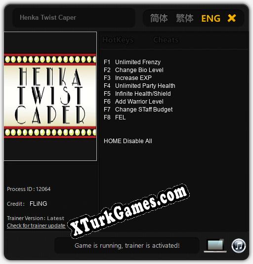 İçin Trainer’ı Çıktı Henka Twist Caper [v1.0.8]