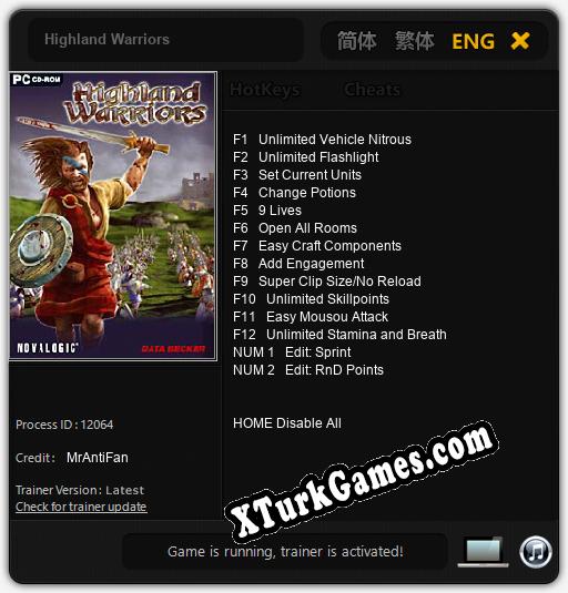 İçin Trainer’ı Çıktı Highland Warriors [v1.0.3]