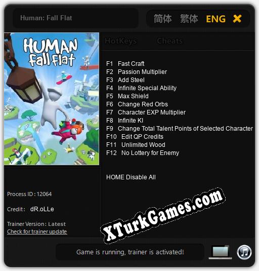 İçin Trainer’ı Çıktı Human: Fall Flat [v1.0.6]