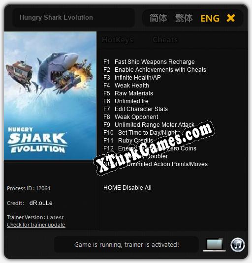 Hungry Shark Evolution: Trainer +14 [v1.9]