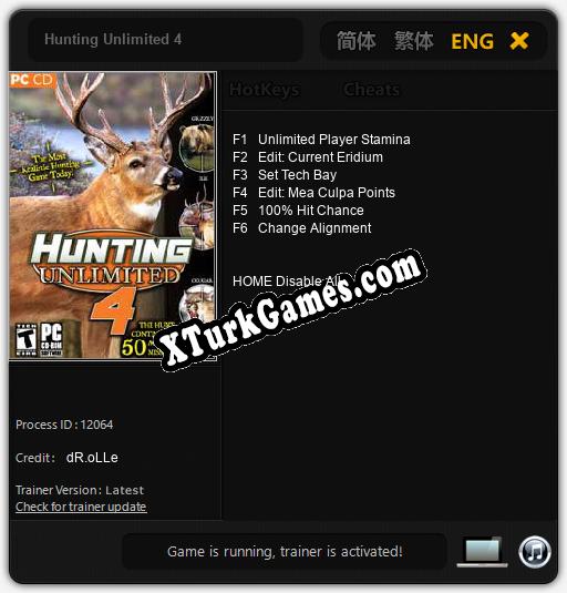 İçin Trainer’ı Çıktı Hunting Unlimited 4 [v1.0.5]