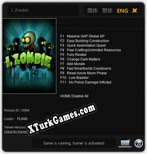 I, Zombie: Trainer +11 [v1.2]