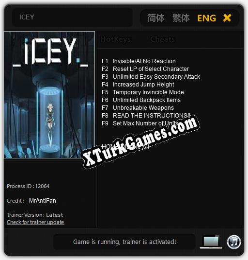 ICEY: Trainer +9 [v1.7]