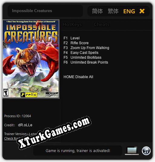 Impossible Creatures: Trainer’ı (V1.0.62)