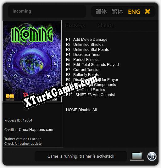 Incoming: Cheats, Trainer +12 [CheatHappens.com]