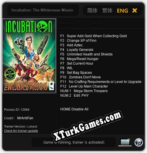 Incubation: The Wilderness Missions: Cheats, Trainer +14 [MrAntiFan]