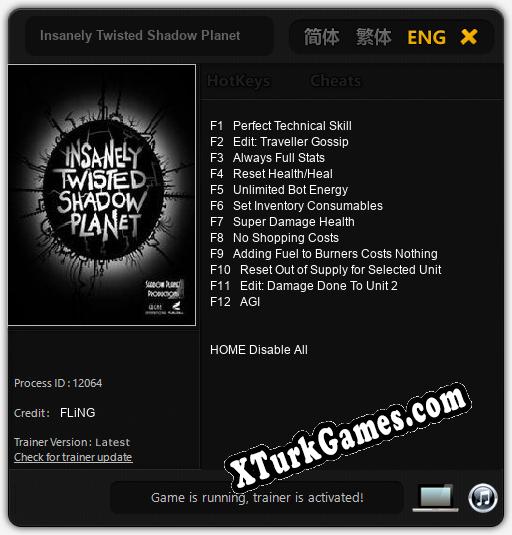İçin Trainer’ı Çıktı Insanely Twisted Shadow Planet [v1.0.1]