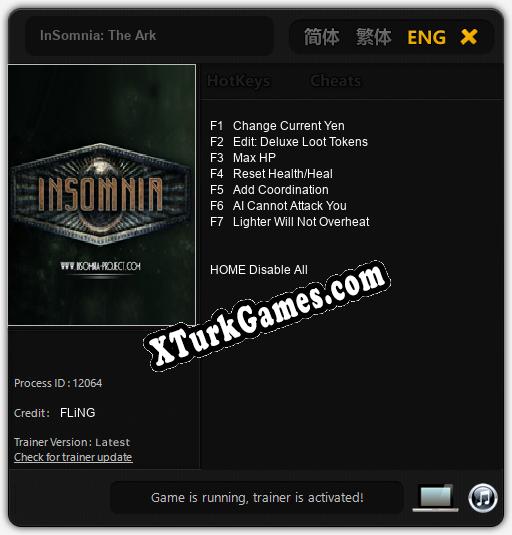 InSomnia: The Ark: Trainer’ı (V1.0.86)
