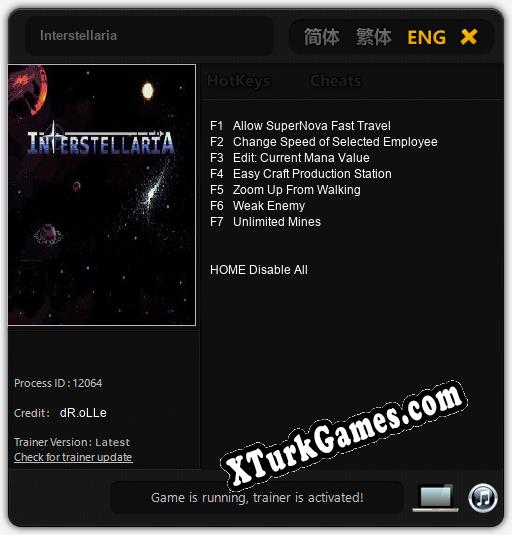 İçin Trainer’ı Çıktı Interstellaria [v1.0.7]