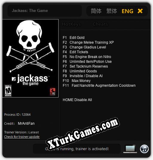 İçin Trainer’ı Çıktı Jackass: The Game [v1.0.7]