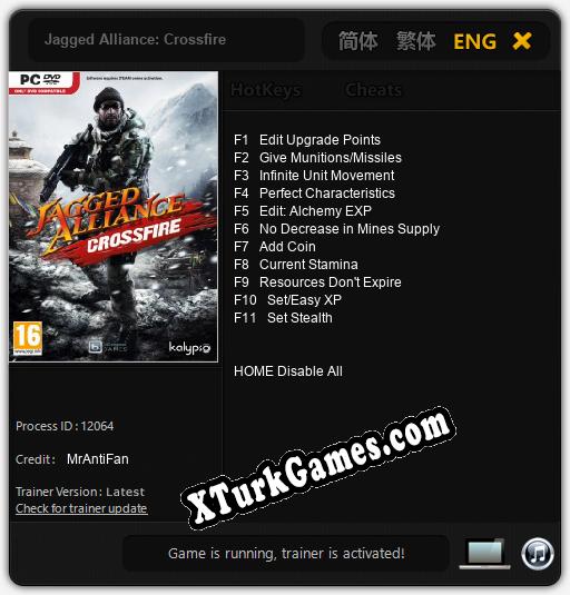 Jagged Alliance: Crossfire: Trainer’ı (V1.0.73)
