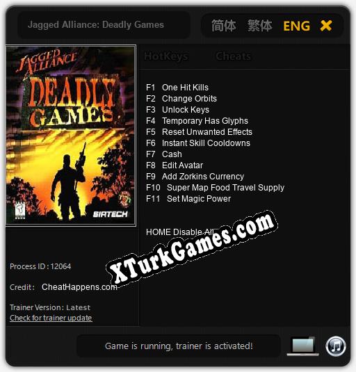 İçin Trainer’ı Çıktı Jagged Alliance: Deadly Games [v1.0.3]