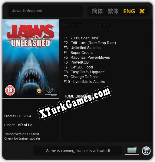 İçin Trainer’ı Çıktı Jaws Unleashed [v1.0.1]