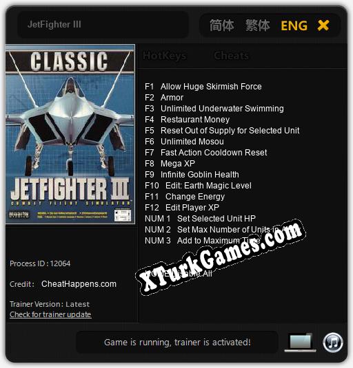 İçin Trainer’ı Çıktı JetFighter III [v1.0.4]