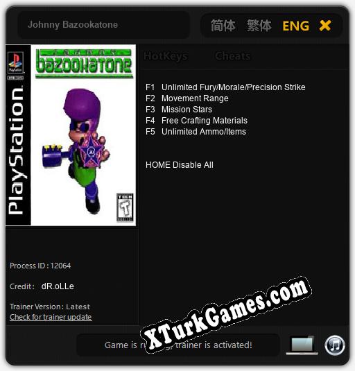 Johnny Bazookatone: Cheats, Trainer +5 [dR.oLLe]