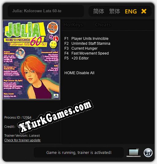 İçin Trainer’ı Çıktı Julia: Kolorowe Lata 60-te [v1.0.2]