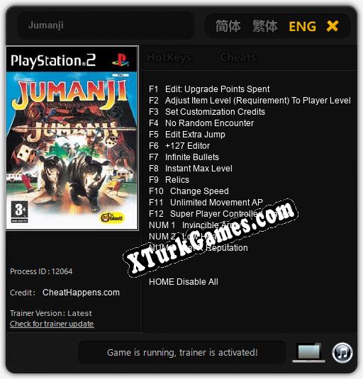Jumanji: Cheats, Trainer +15 [CheatHappens.com]