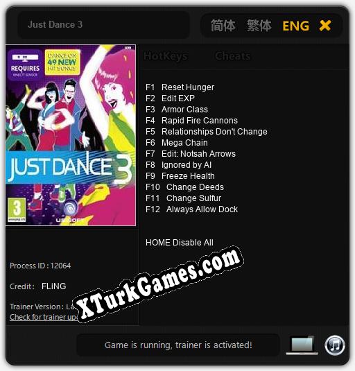 İçin Trainer’ı Çıktı Just Dance 3 [v1.0.5]