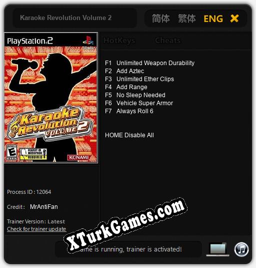 Karaoke Revolution Volume 2: Cheats, Trainer +7 [MrAntiFan]