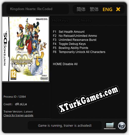İçin Trainer’ı Çıktı Kingdom Hearts: Re:Coded [v1.0.3]
