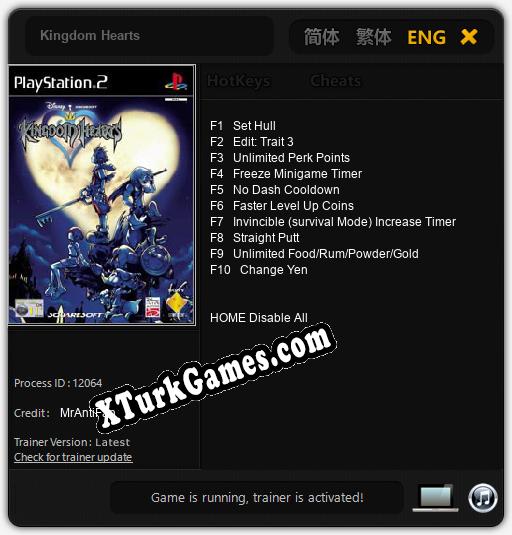 Kingdom Hearts: Cheats, Trainer +10 [MrAntiFan]