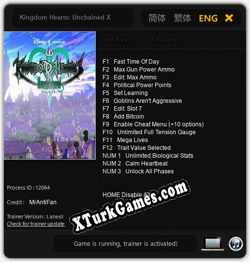 Kingdom Hearts: Unchained X: Trainer’ı (V1.0.90)