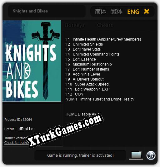 İçin Trainer’ı Çıktı Knights and Bikes [v1.0.5]