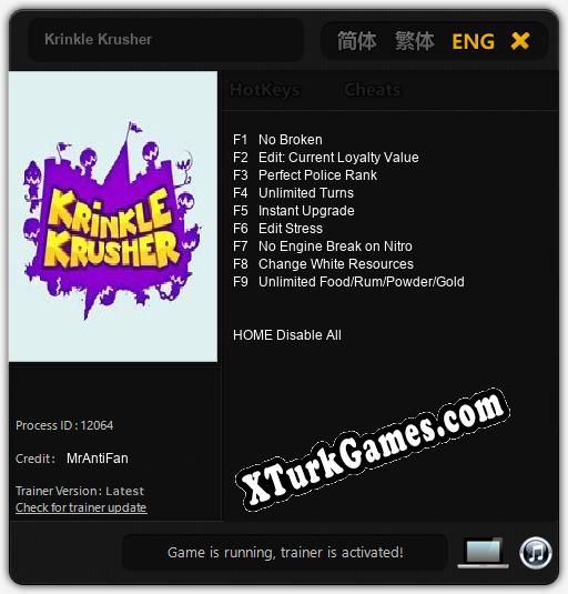 Krinkle Krusher: Cheats, Trainer +9 [MrAntiFan]