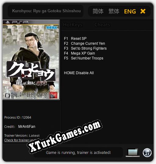 İçin Trainer’ı Çıktı Kurohyou: Ryu ga Gotoku Shinshou [v1.0.4]