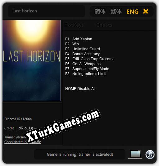 Last Horizon: Cheats, Trainer +8 [dR.oLLe]