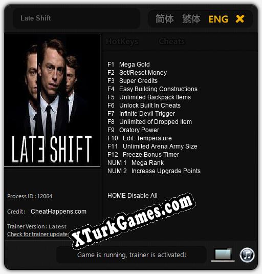Late Shift: Cheats, Trainer +14 [CheatHappens.com]