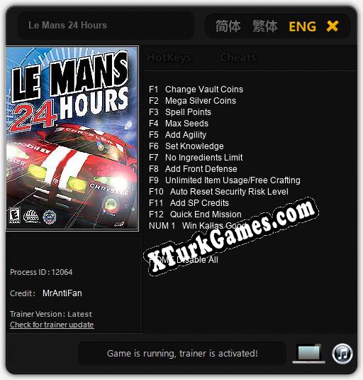 Le Mans 24 Hours: Trainer’ı (V1.0.20)