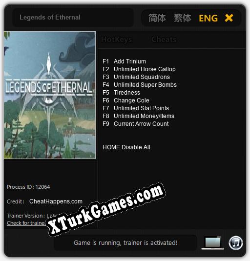 İçin Trainer’ı Çıktı Legends of Ethernal [v1.0.5]