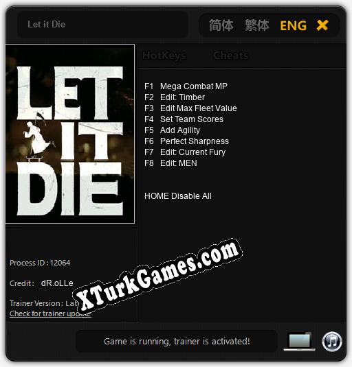 Let it Die: Trainer +8 [v1.3]