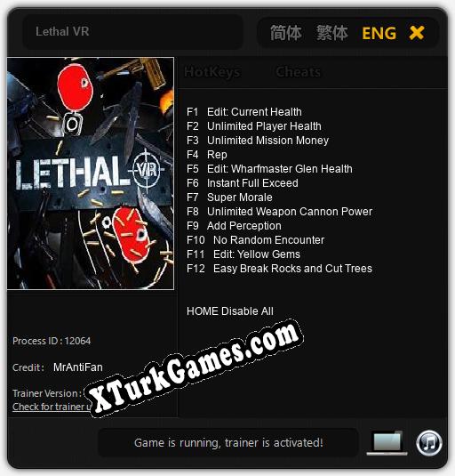 Lethal VR: Trainer’ı (V1.0.89)