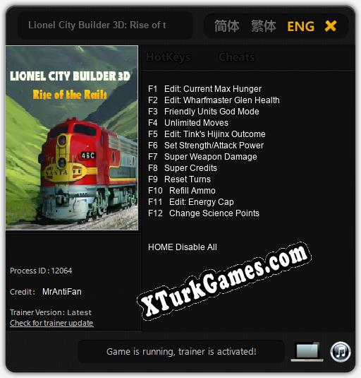 Lionel City Builder 3D: Rise of the Rails: Trainer’ı (V1.0.17)