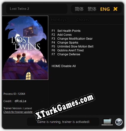 İçin Trainer’ı Çıktı Lost Twins 2 [v1.0.4]