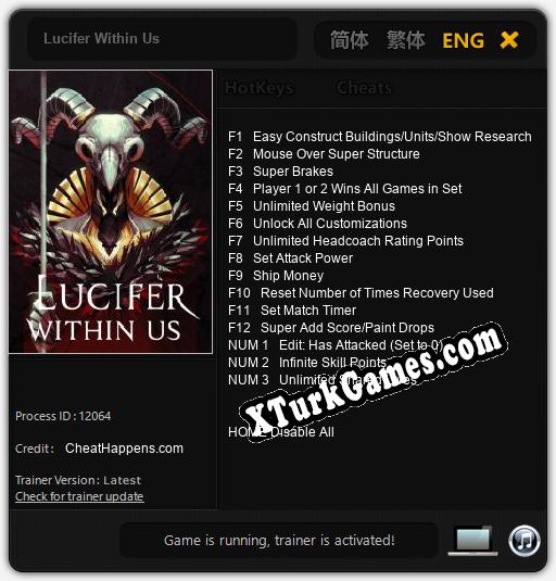 İçin Trainer’ı Çıktı Lucifer Within Us [v1.0.9]