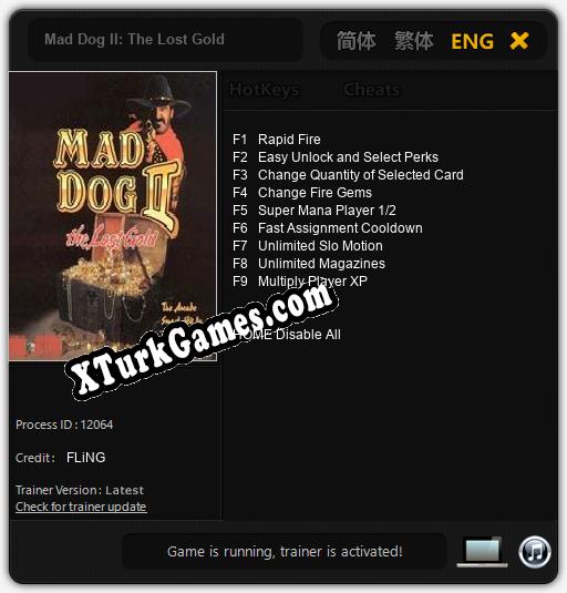 Mad Dog II: The Lost Gold: Trainer +9 [v1.2]