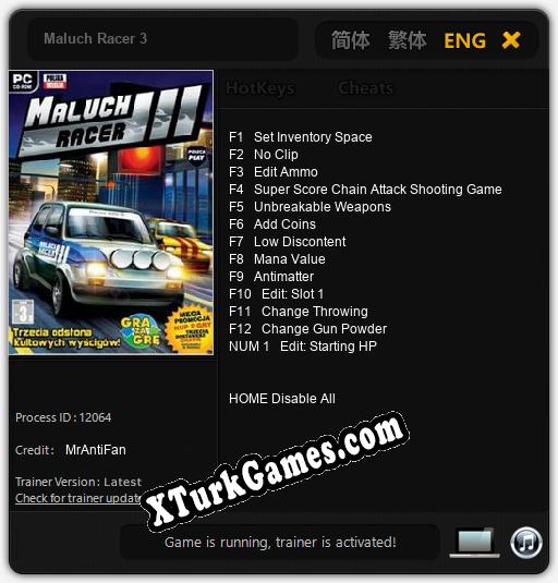 İçin Trainer’ı Çıktı Maluch Racer 3 [v1.0.3]