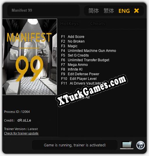 Manifest 99: Trainer +11 [v1.8]