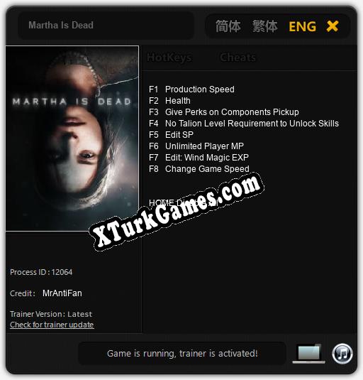 Martha Is Dead: Trainer’ı (V1.0.31)