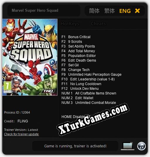 İçin Trainer’ı Çıktı Marvel Super Hero Squad [v1.0.4]