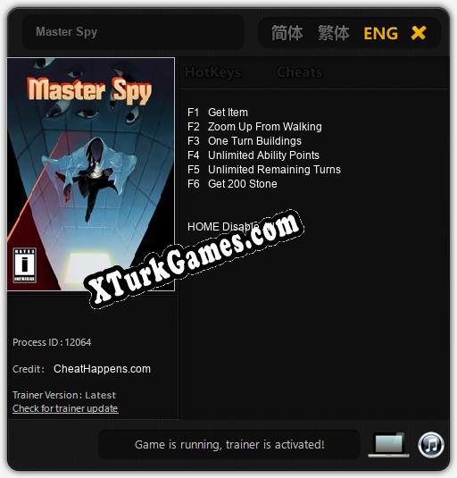 İçin Trainer’ı Çıktı Master Spy [v1.0.2]