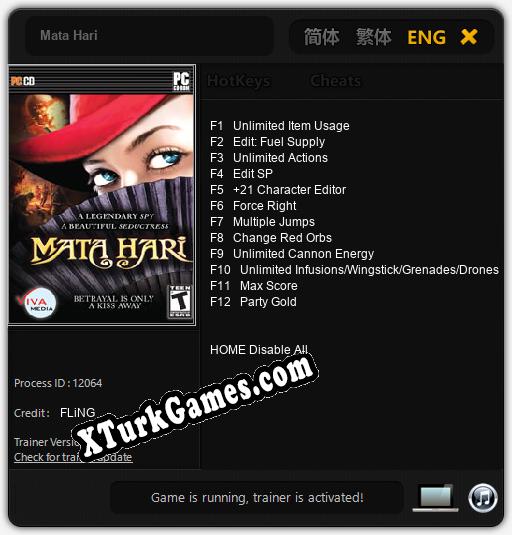 Mata Hari: Cheats, Trainer +12 [FLiNG]